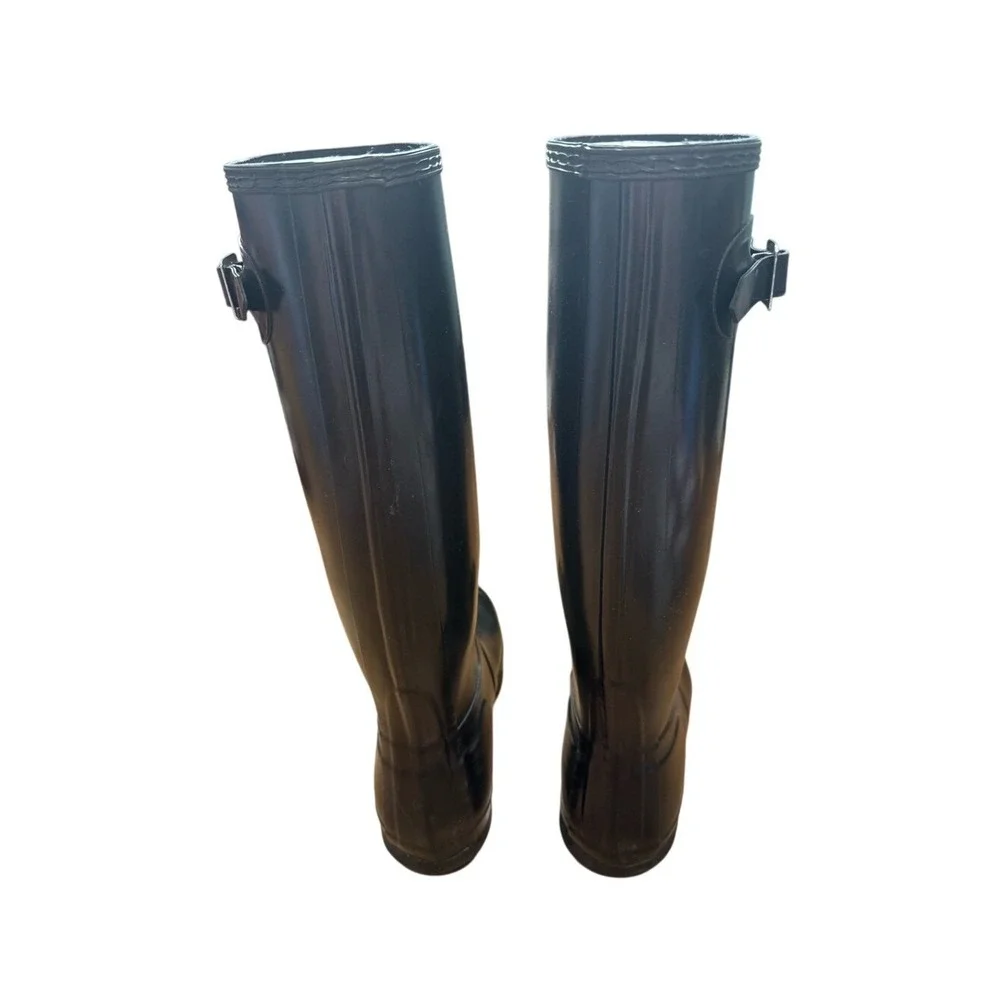 Hunter Black Original Tall Gloss Rain Boots Wellington Knee High Womens Size 10‎